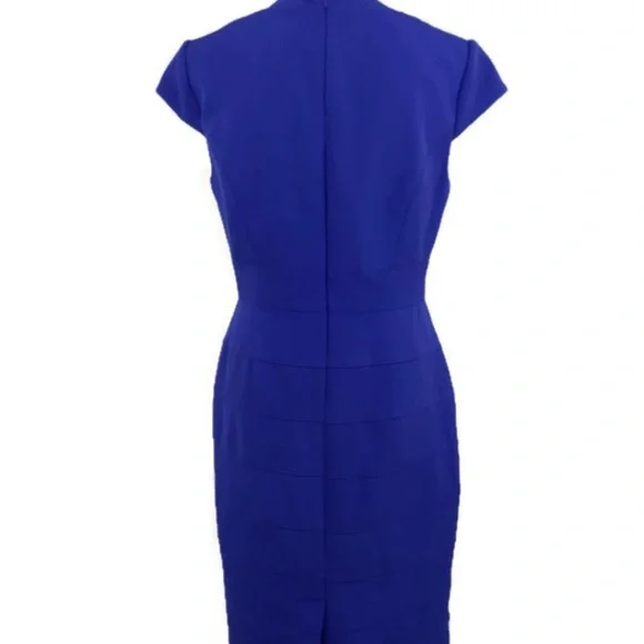 Adrianna Papell Sz 8 Blue Sheath Dress V Neck - Picture 3 of 7